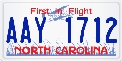NC license plate AAY1712