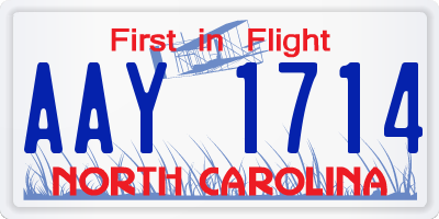 NC license plate AAY1714