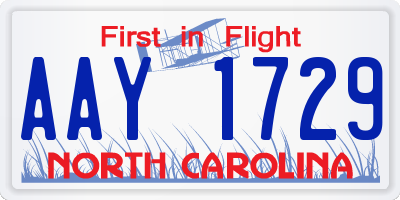 NC license plate AAY1729