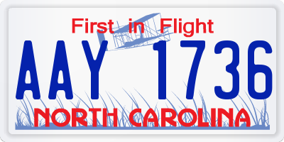 NC license plate AAY1736