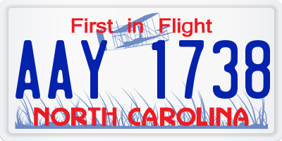 NC license plate AAY1738