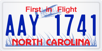 NC license plate AAY1741
