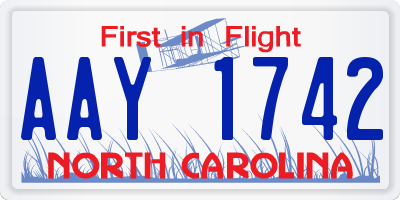 NC license plate AAY1742
