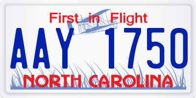 NC license plate AAY1750
