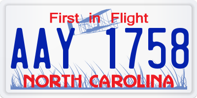 NC license plate AAY1758