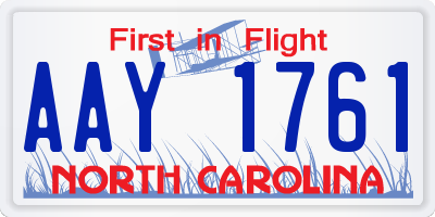 NC license plate AAY1761