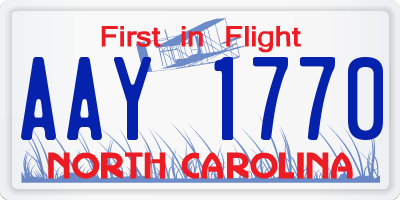 NC license plate AAY1770