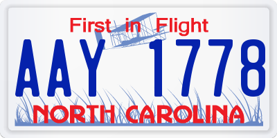 NC license plate AAY1778