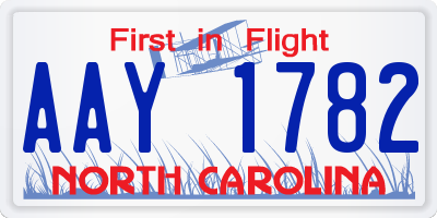 NC license plate AAY1782