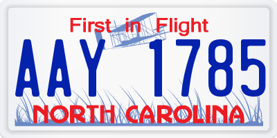 NC license plate AAY1785