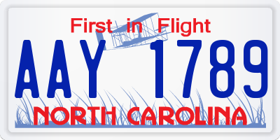 NC license plate AAY1789