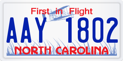 NC license plate AAY1802