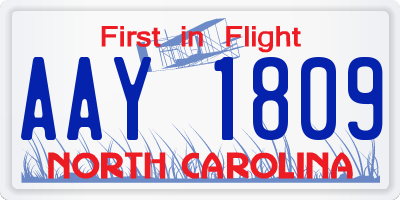 NC license plate AAY1809