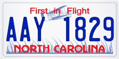 NC license plate AAY1829