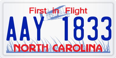 NC license plate AAY1833