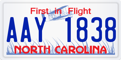 NC license plate AAY1838