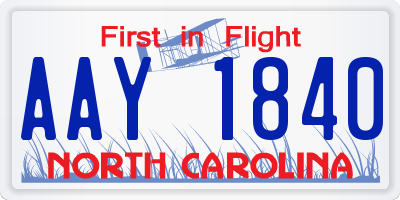 NC license plate AAY1840