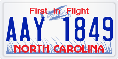 NC license plate AAY1849