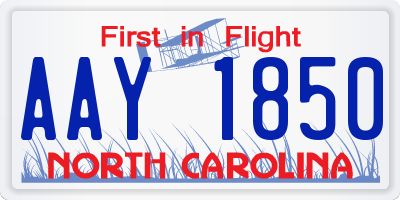 NC license plate AAY1850