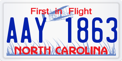 NC license plate AAY1863