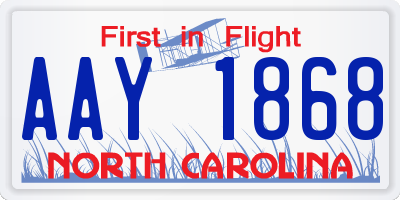 NC license plate AAY1868