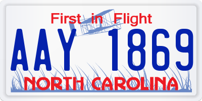 NC license plate AAY1869