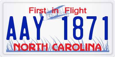 NC license plate AAY1871