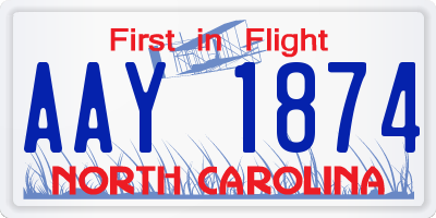 NC license plate AAY1874