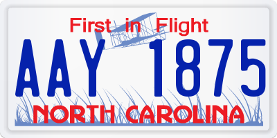NC license plate AAY1875