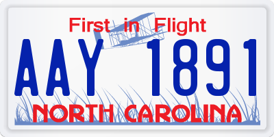 NC license plate AAY1891