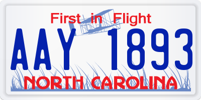 NC license plate AAY1893
