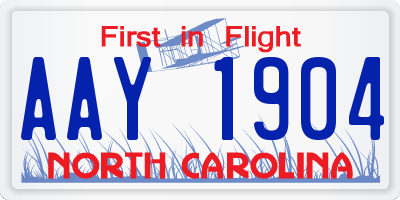 NC license plate AAY1904