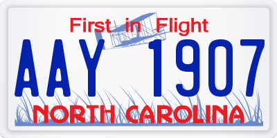 NC license plate AAY1907