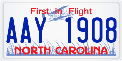 NC license plate AAY1908