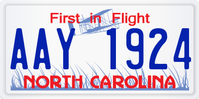 NC license plate AAY1924