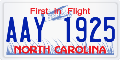 NC license plate AAY1925