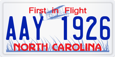 NC license plate AAY1926