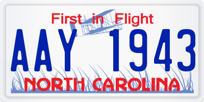 NC license plate AAY1943