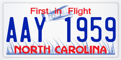 NC license plate AAY1959