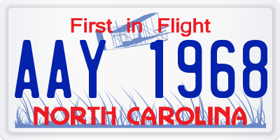 NC license plate AAY1968