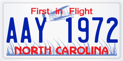 NC license plate AAY1972