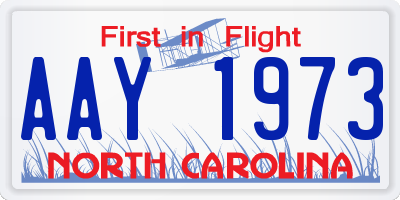 NC license plate AAY1973