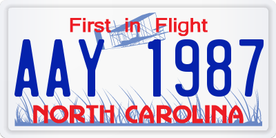 NC license plate AAY1987