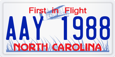 NC license plate AAY1988