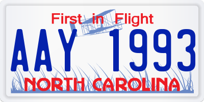 NC license plate AAY1993
