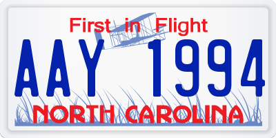 NC license plate AAY1994