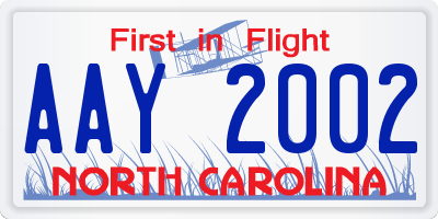 NC license plate AAY2002