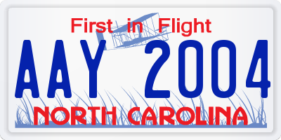 NC license plate AAY2004