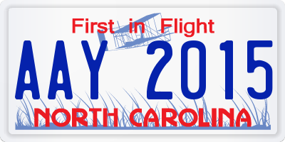 NC license plate AAY2015