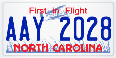NC license plate AAY2028
